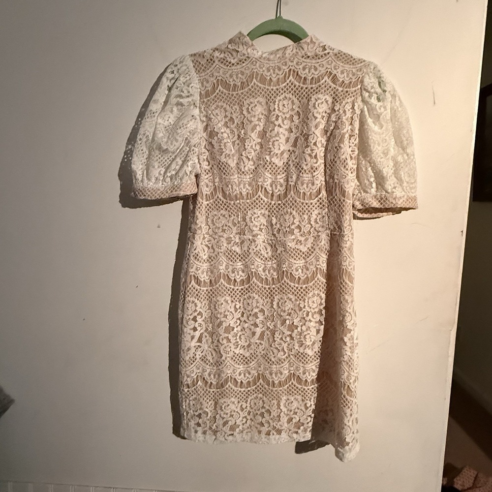 A'Calin Flying Tomato L‎ Lace Dress Cream Puff Sleeve Cottagecore Romantic Mini
